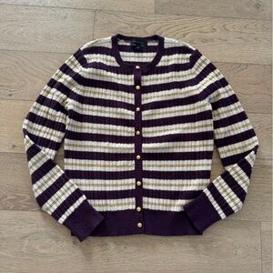 Ann Taylor Striped Cardigan With Gold Buttons Medium